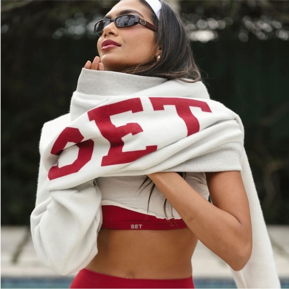 Set active x parke reversible varsity mockneck love red lettering L/XL - Picture 2 of 3